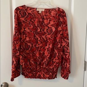 Michael Kors large red snakeskin top blouse shirt